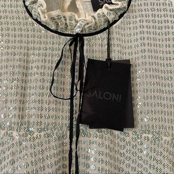 Saloni Tyler Green Sequin Long Sleeve Blouse  Size 12 NWT - Picture 9 of 16